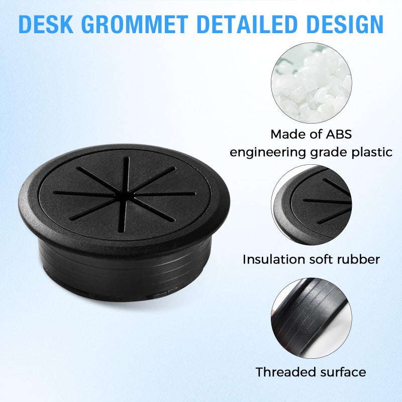 BOPOREAE Desk Grommet 2-3/8"" (60 mm), Desk Hole Cover for Cables White, Cable Grommet ABS Plastic, Desk Hole Grommet for Office and Home Table Cable, Detachable & Flexible Cable Cord Organizer-2 Pcs - Image 3